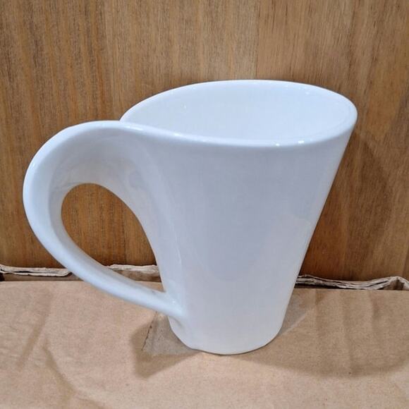 Set of 2 Melange Coffee Mugs - Modern White Porcelain - New - Picture 1 of 4